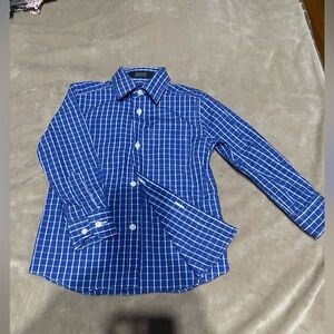 Nordstroms, boys button down blue and white check shirt, size 3t